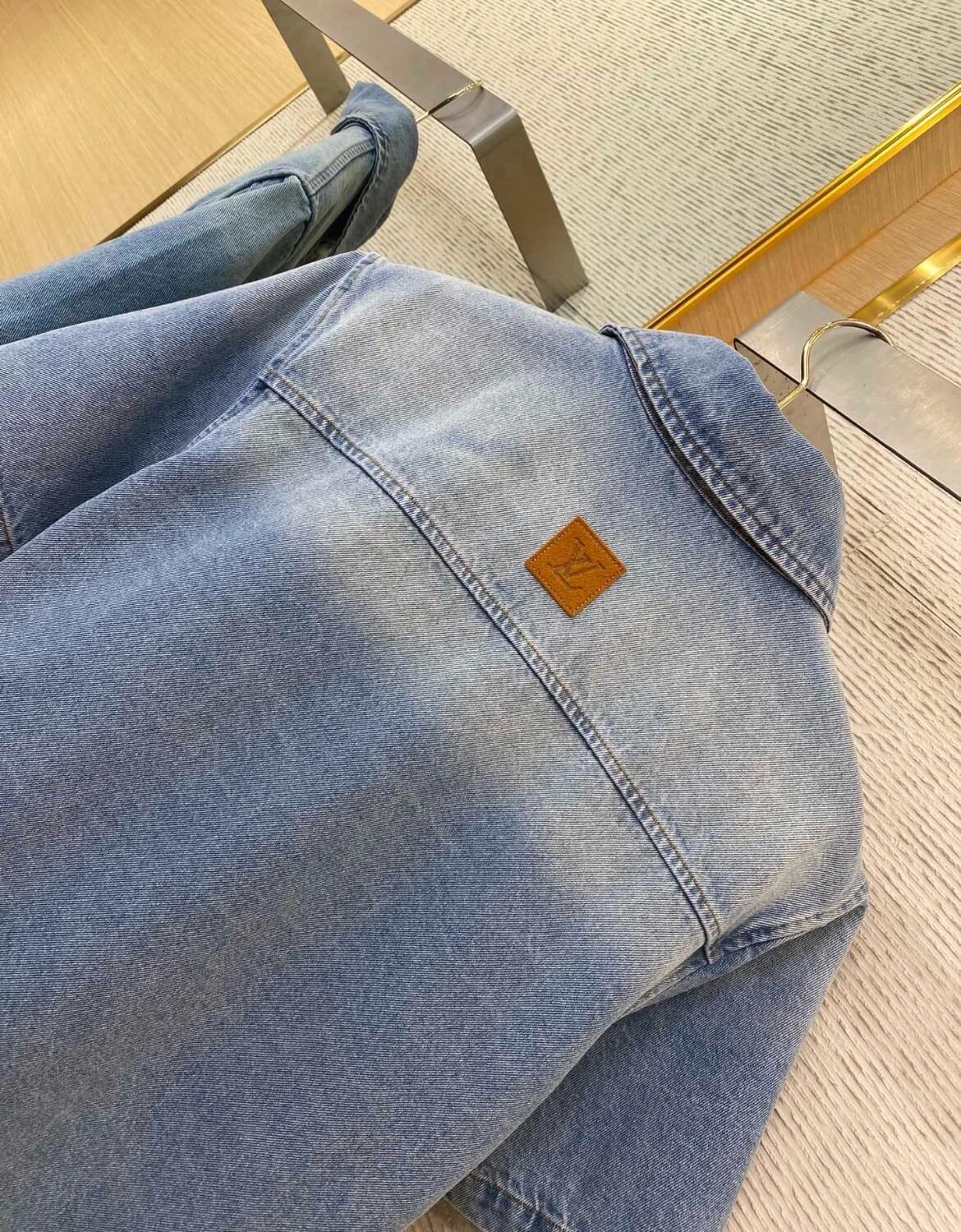 Pocket Letter Embroidered Denim Shirt