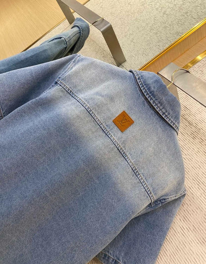 Pocket Letter Embroidered Denim Shirt